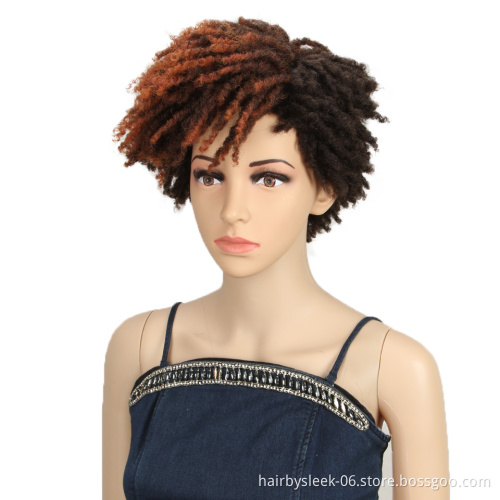 Magic Hair 10 Inches Afro Kinky Curly Wig Synthetic Short Wigs With Bangs Ombre Color Adjustable Wigs for Black Women